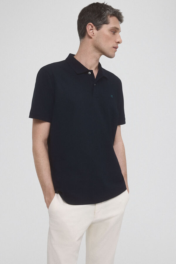 Pedro del Hierro Polo b&aacute;sica com logo bordado Azul