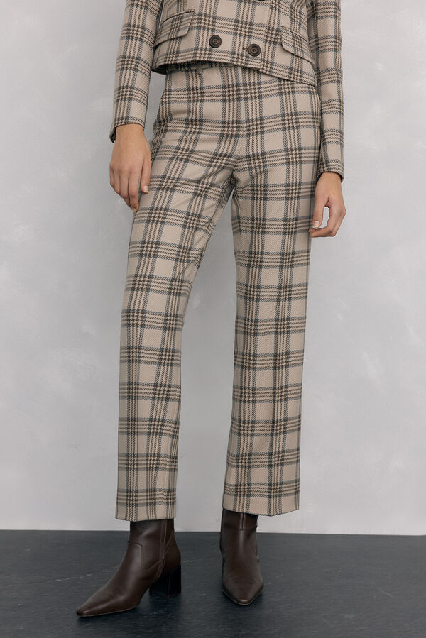 Pedro del Hierro Pantal&oacute;n recto de cuadros Marr&oacute;n