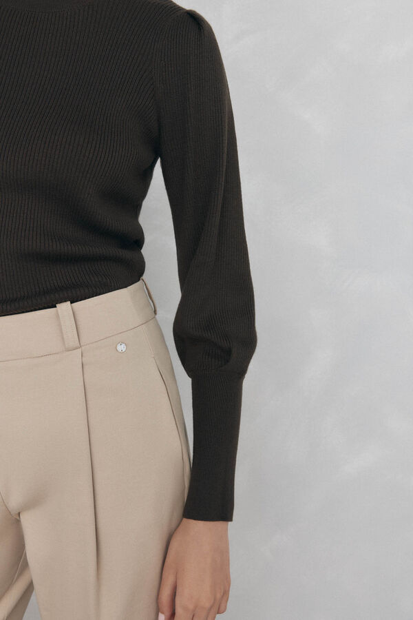 Pedro del Hierro Camisola canelada manga abaloada Verde
