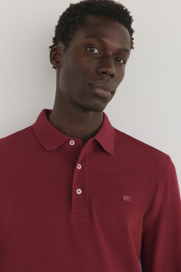 Pedro del Hierro Polo b&aacute;sico manga larga Burdeos