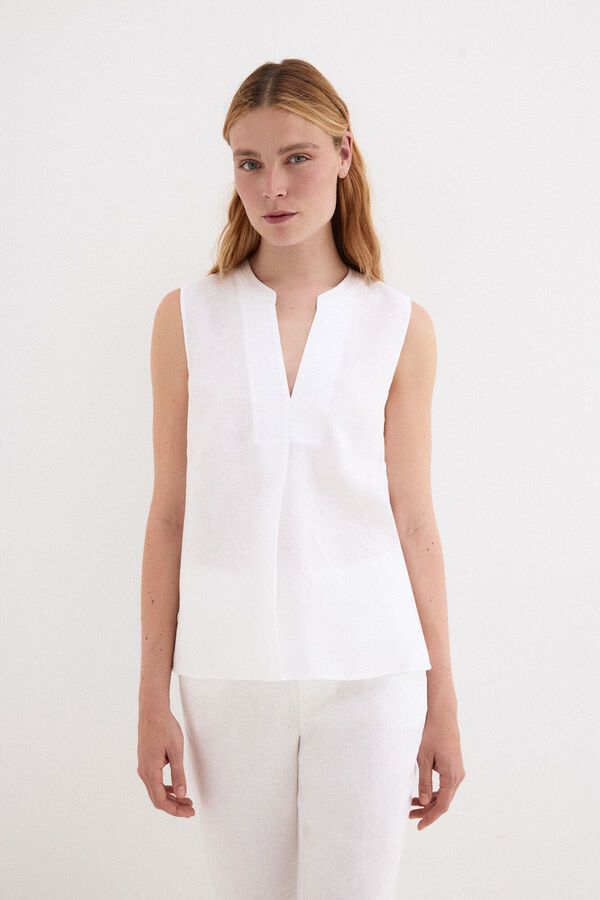 Pedro del Hierro Top liso em linho Branco