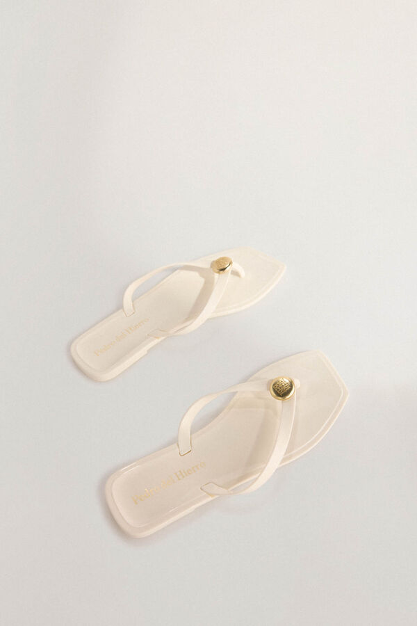 Pedro del Hierro Chinelo com logo Ecru