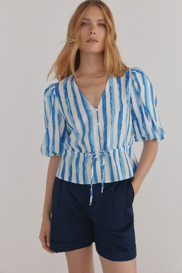 Pedro del Hierro Blusa fluida la&ccedil;o Turquesa