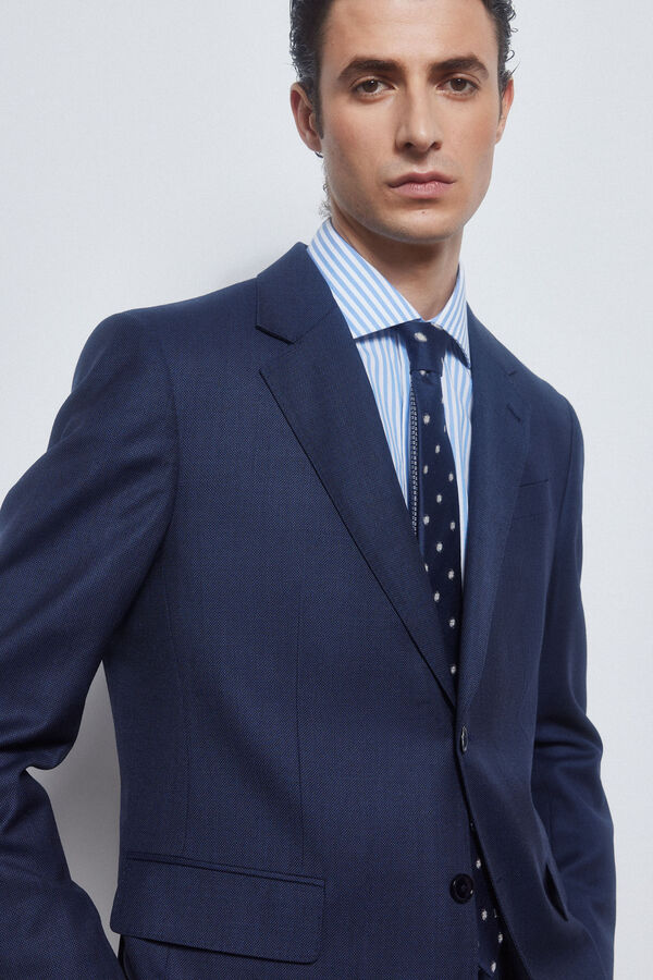 Pedro del Hierro Blazer olho perdiz bi-stretch slim Azul