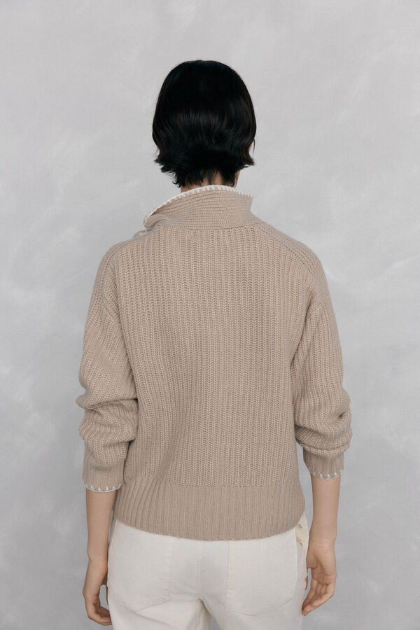 Pedro del Hierro Jersey lazada cuello Beige
