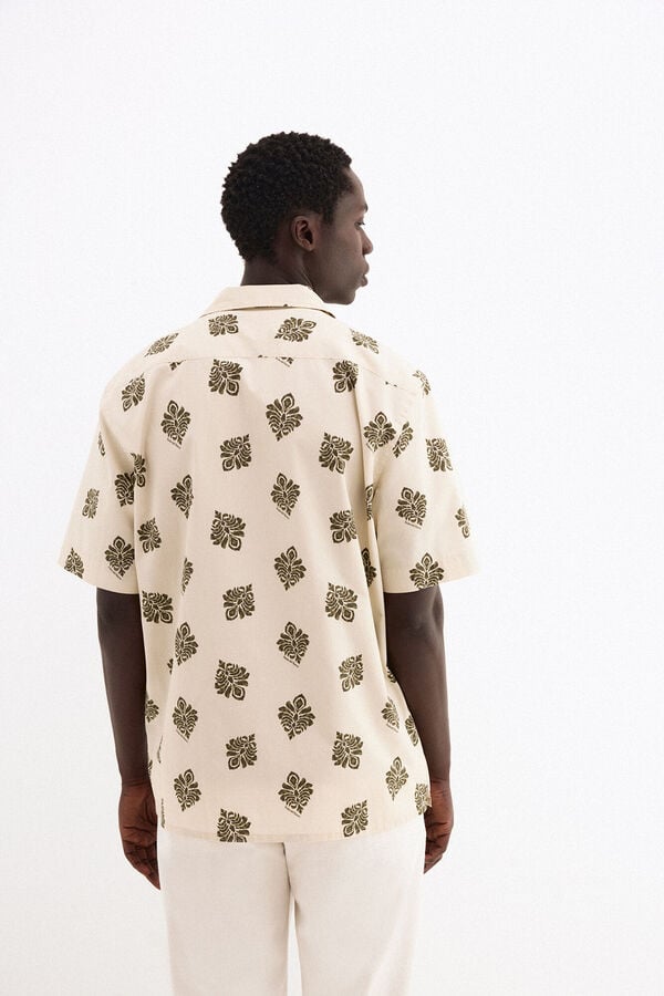 Pedro del Hierro Camisa estampada manga curta Ecru