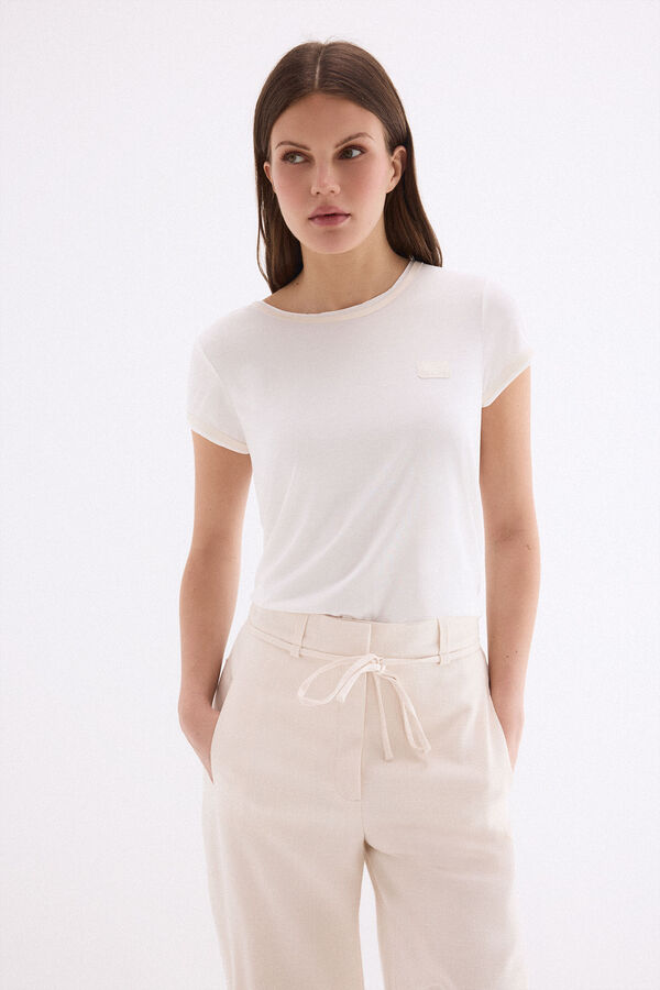 Pedro del Hierro T-shirt com detalhes em PU Branco