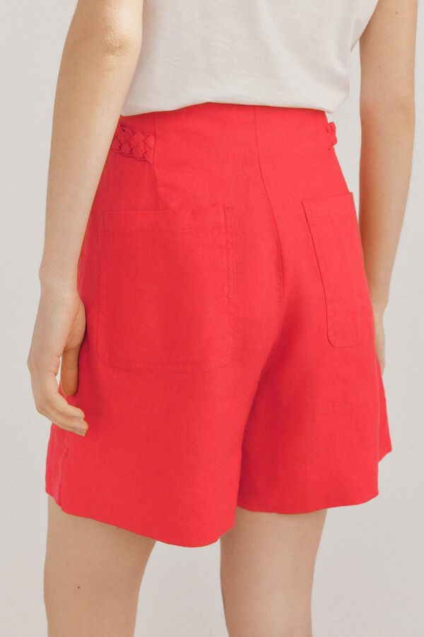 Pedro del Hierro Bermudas linho Vermelho