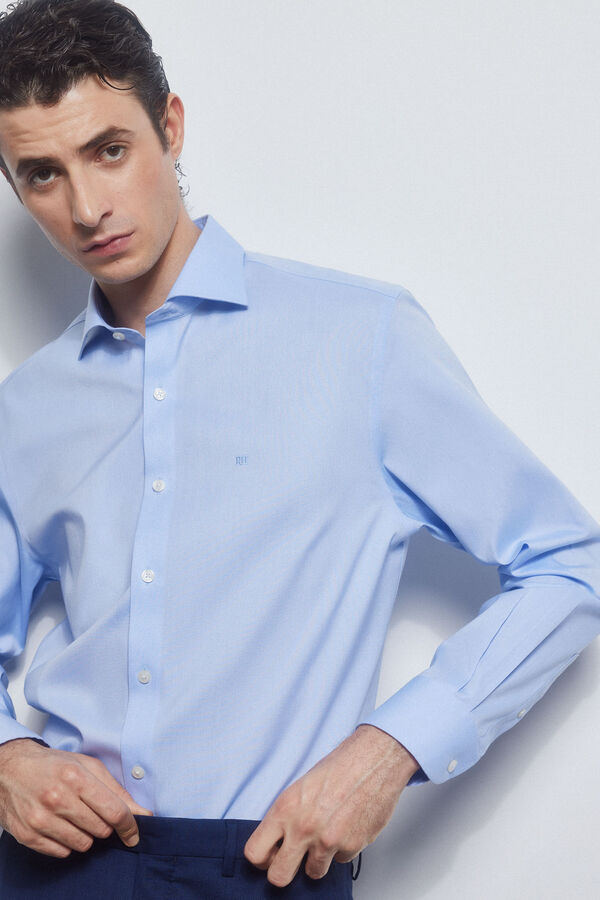 Pedro del Hierro Camisa vestir lisa non iron + antimanchas Azul