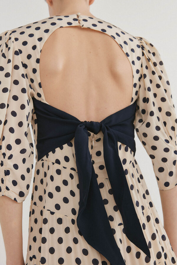 Pedro del Hierro Vestido de bolinhas com la&ccedil;o contrastante V&aacute;rios