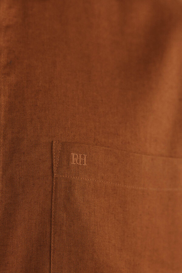 Pedro del Hierro Camisa linho lisa Marrom