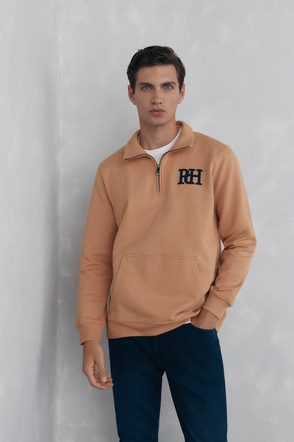 Pedro del Hierro Sudadera cuello vespa Marr&oacute;n