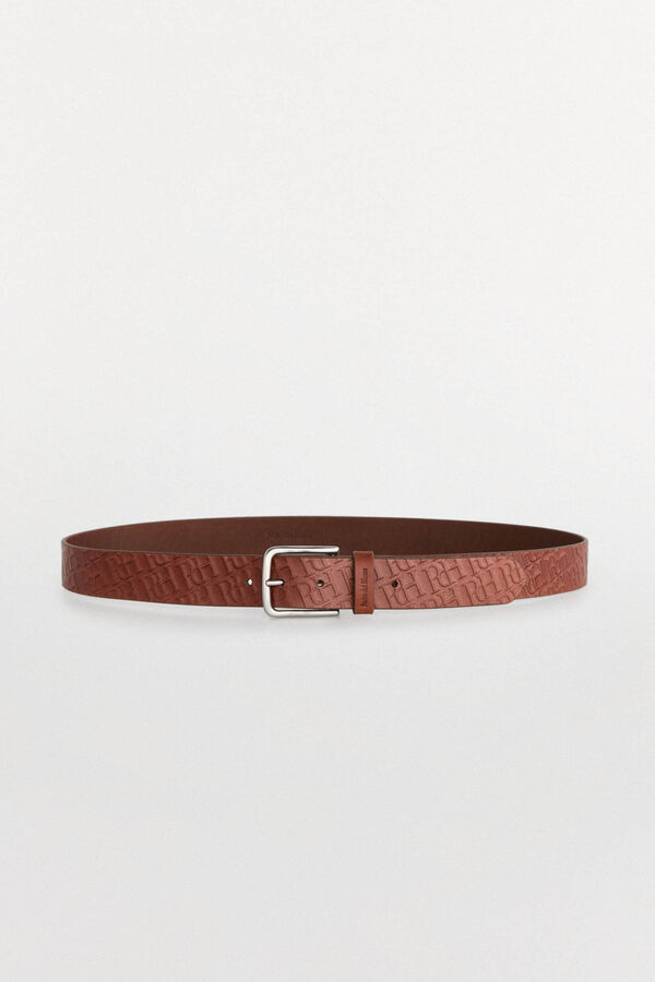 Pedro del Hierro Cintur&oacute;n piel logos Marr&oacute;n