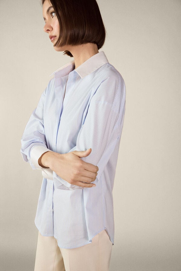 TFP by Tamara Falc&oacute; Camisa combinada em popelina Azul