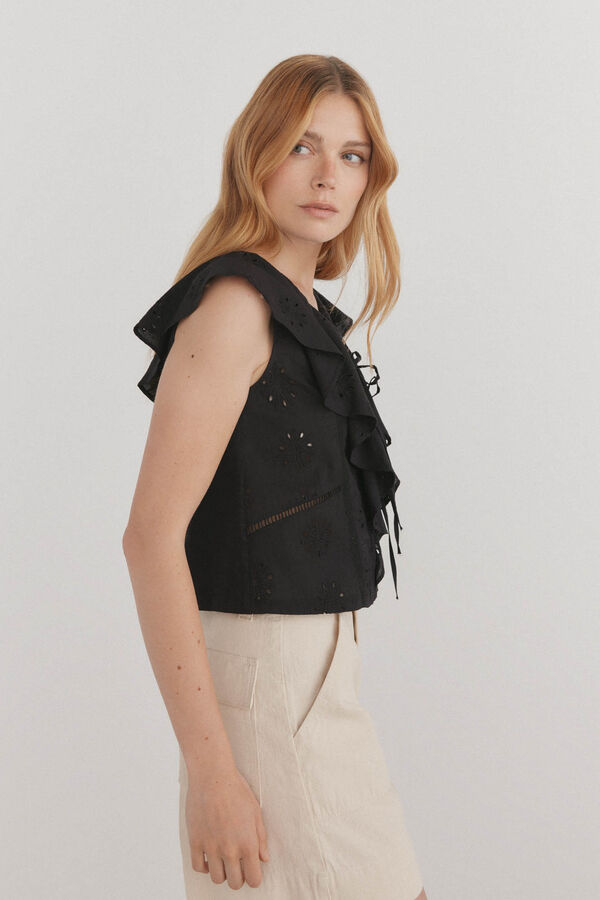 Pedro del Hierro Camiseta combinada bordada Negro