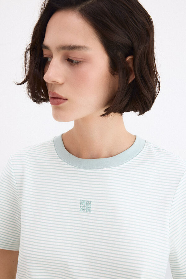 Pedro del Hierro T-shirt de manga curta &agrave;s riscas Turquesa