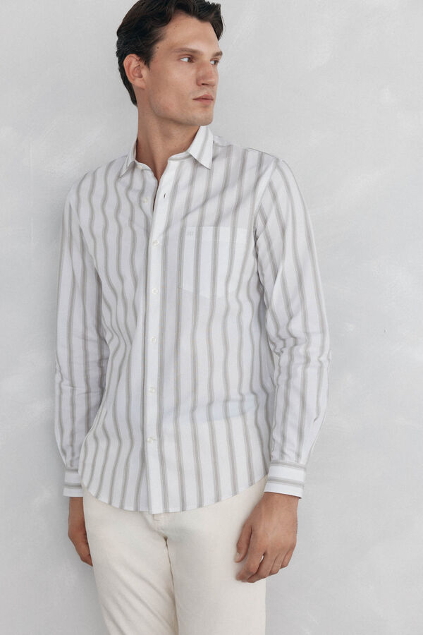 Pedro del Hierro Camisa riscas popelina Verde