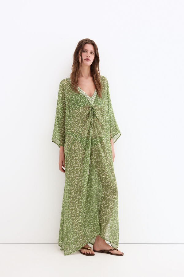 Pedro del Hierro Caftan estampado Verde