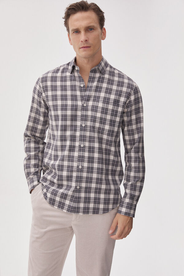 Pedro del Hierro Camisa cuadros tencel modal Gris