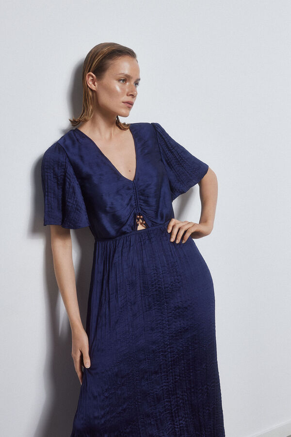 Pedro del Hierro Vestido plisado irregular Azul