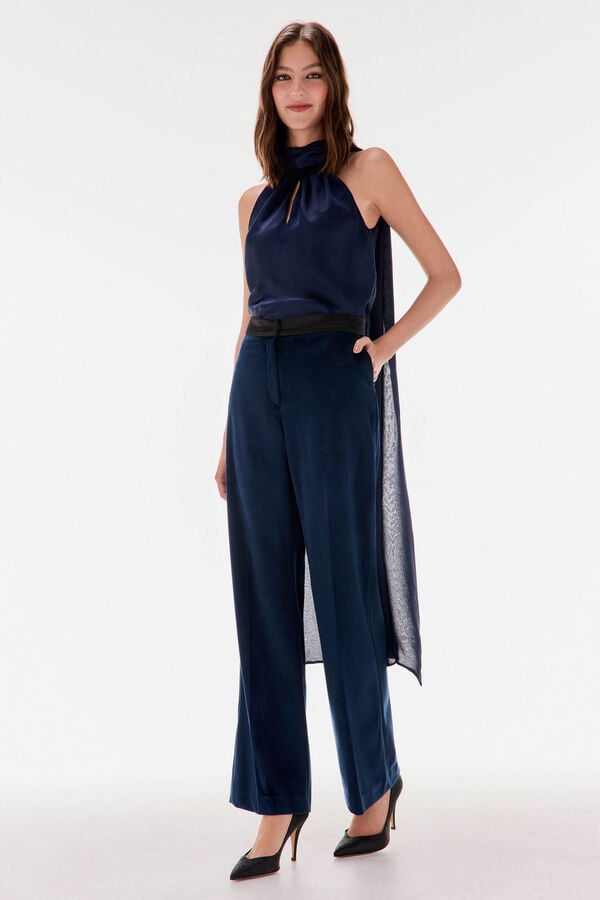 TFP by Tamara Falc&oacute; Top com la&ccedil;ada liso Azul