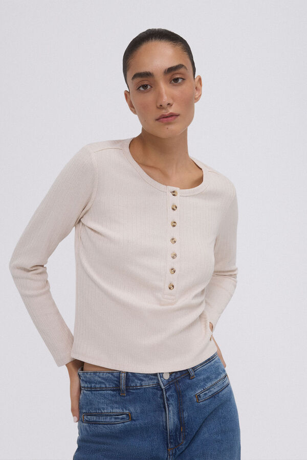 Pedro del Hierro Camiseta canal&eacute; manga larga Beige