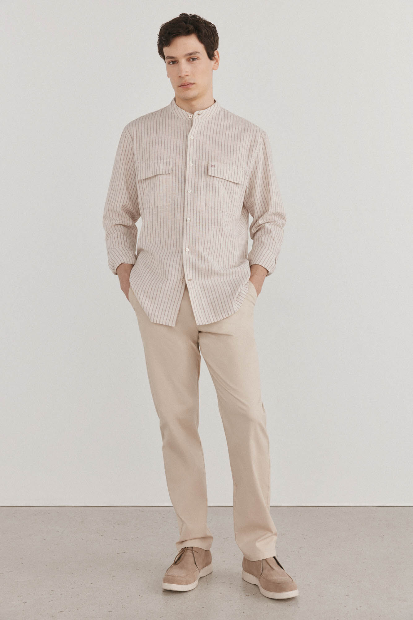 Pedro del Hierro Camisa riscas de linho de linho