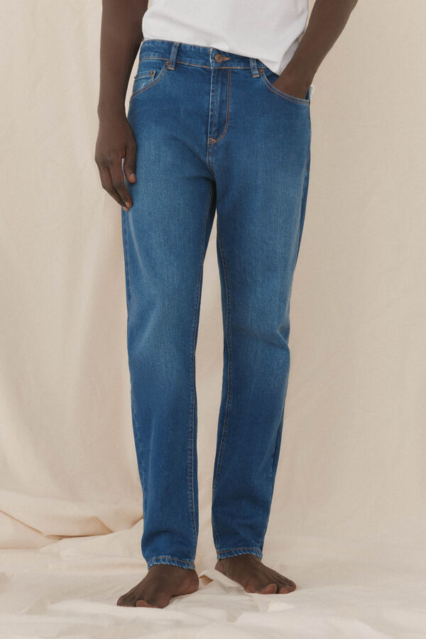 Pedro del Hierro Jeans tapered cropped algod&oacute;n espa&ntilde;ol Azul