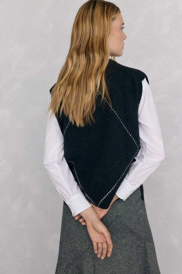 Pedro del Hierro Chaleco jacquard de rombos Gris