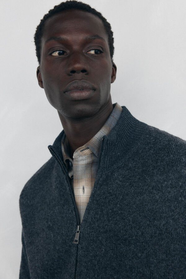 Pedro del Hierro Cardigan premium navide&ntilde;o algod&oacute;n cierre cremallera Gris