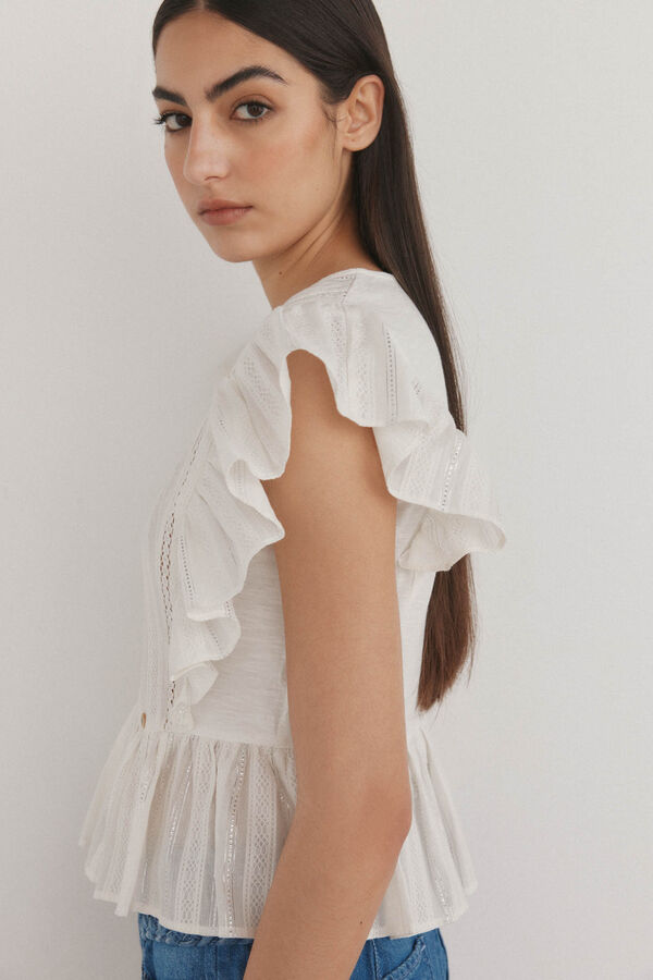 Pedro del Hierro Top combinado fantasia Ecru