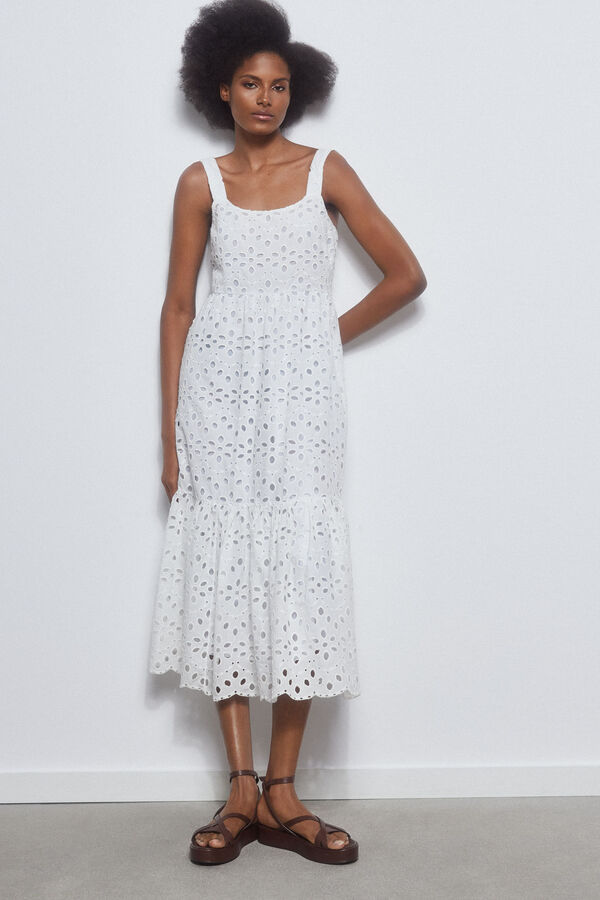 Pedro del Hierro Vestido algodon perforado Crudo