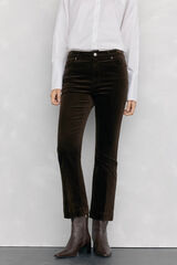 Pedro del Hierro Cal&ccedil;a flare de veludo cropped Marrom