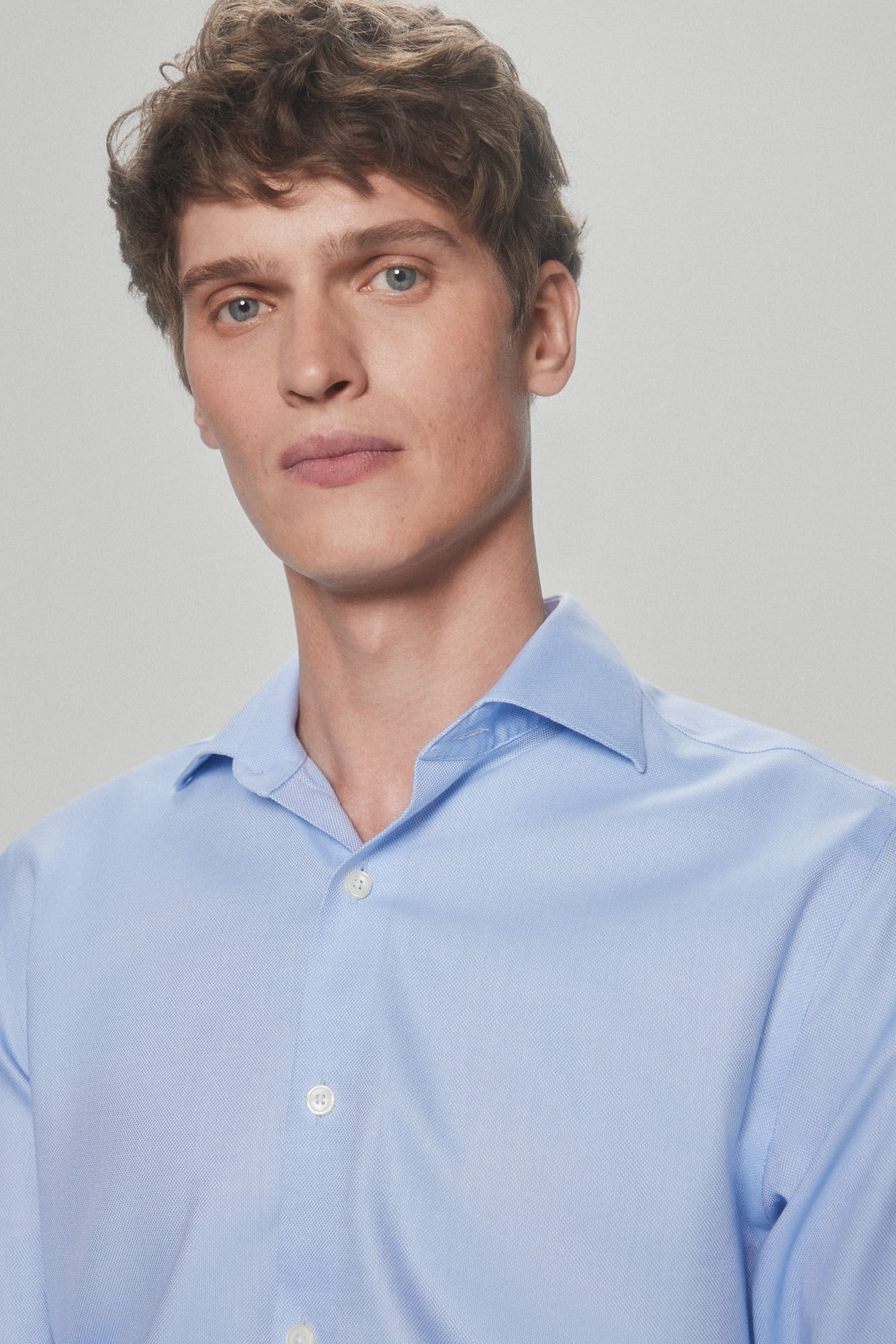 Pedro del Hierro camisa elegante de bot&otilde;es de punho estrutura lisa non-iron + antimanchas