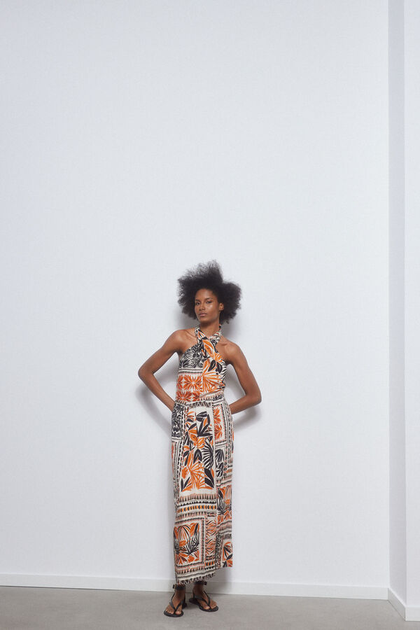 Pedro del Hierro Vestido halter estampado Rojo