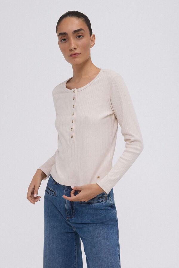 Pedro del Hierro Camiseta canal&eacute; manga larga Beige