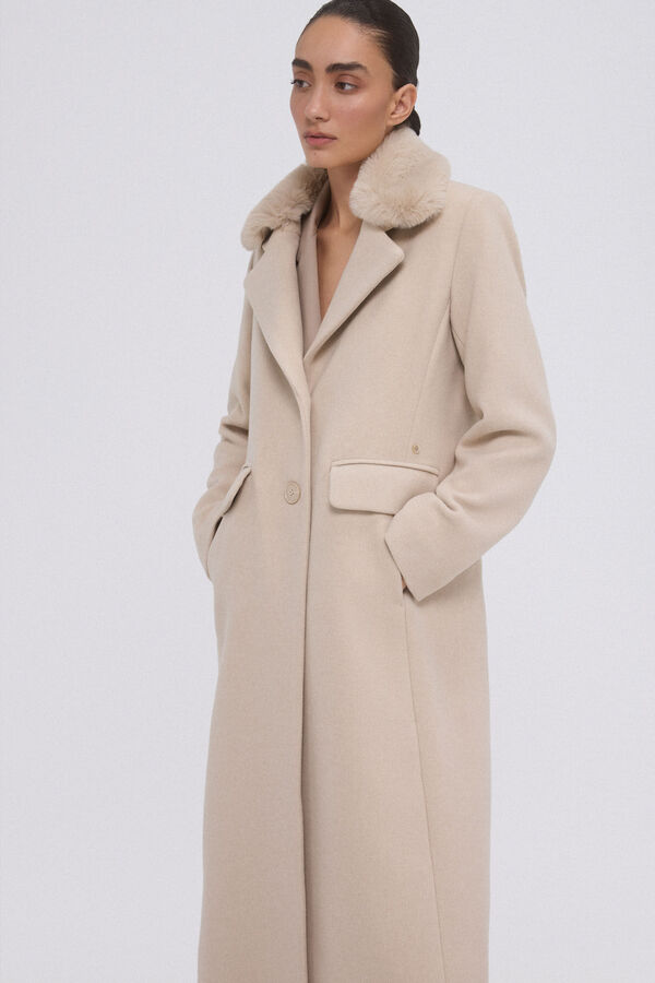 Pedro del Hierro Abrigo de pa&ntilde;o Beige