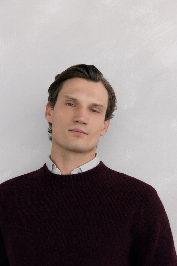 Pedro del Hierro Su&eacute;ter estruturado de l&atilde; com gola redonda Bordeaux