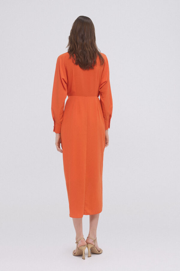 Pedro del Hierro Vestido cruzado fluido Naranja