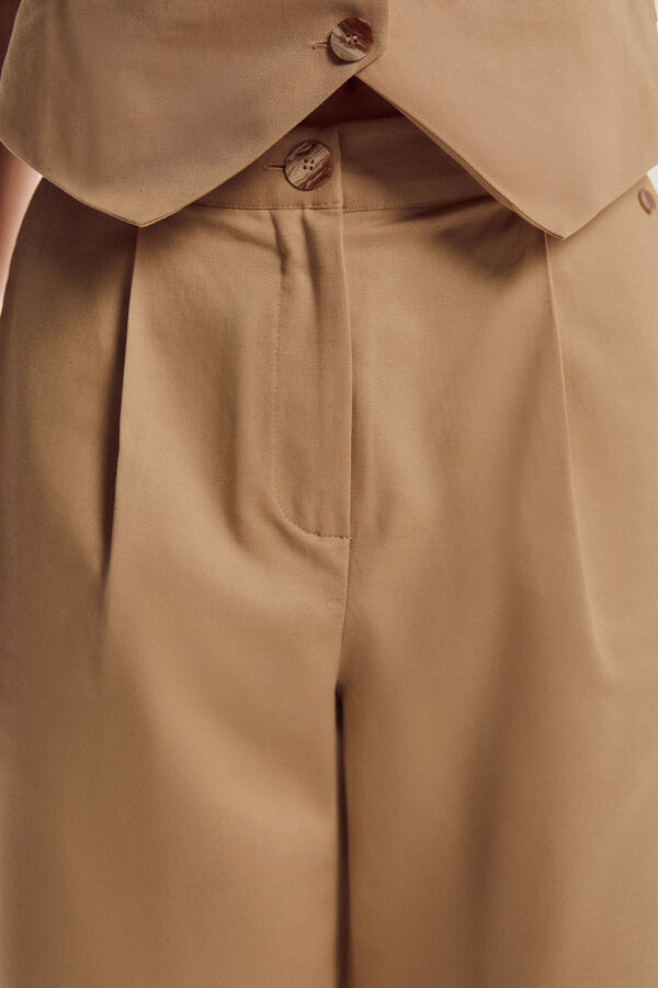 Pedro del Hierro Pantal&oacute;n recto pinzas Marr&oacute;n