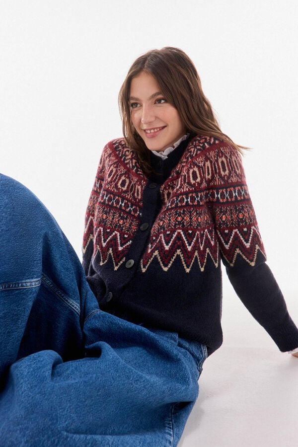 TFP by Tamara Falc&oacute; Jaqueta jacquard geom&eacute;trica multicolor Azul