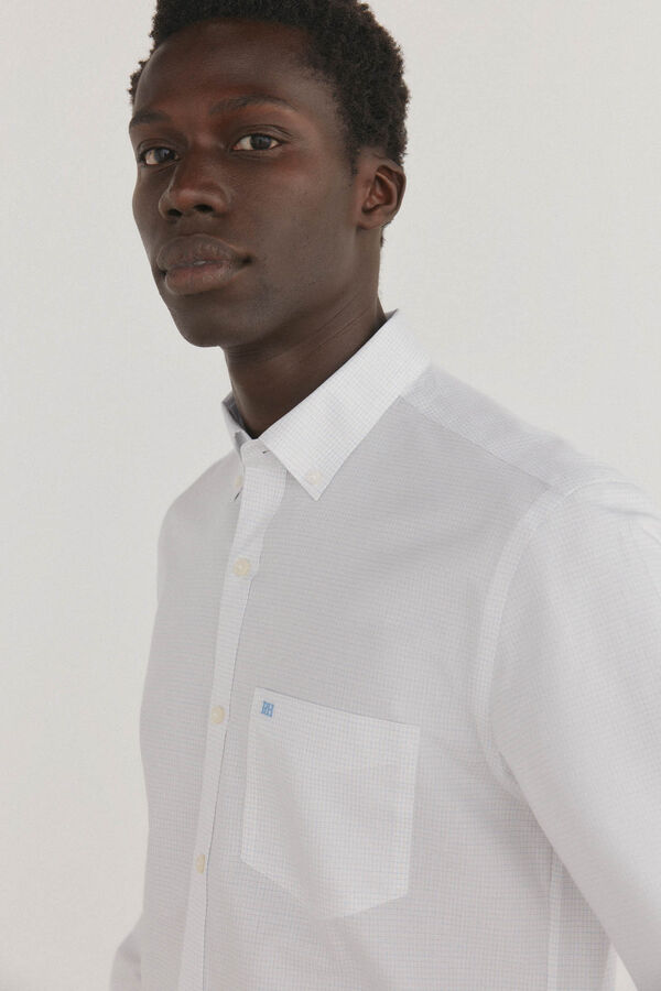Pedro del Hierro Camisa non iron + antimanchas cuadros Blanco