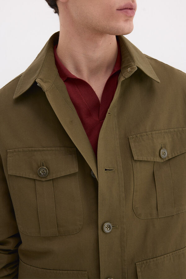 Pedro del Hierro Sobrecamisa em mistura de linho Verde