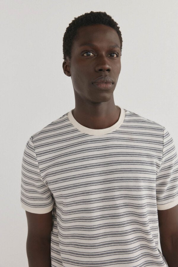 Pedro del Hierro Camiseta estruturada riscas Azul
