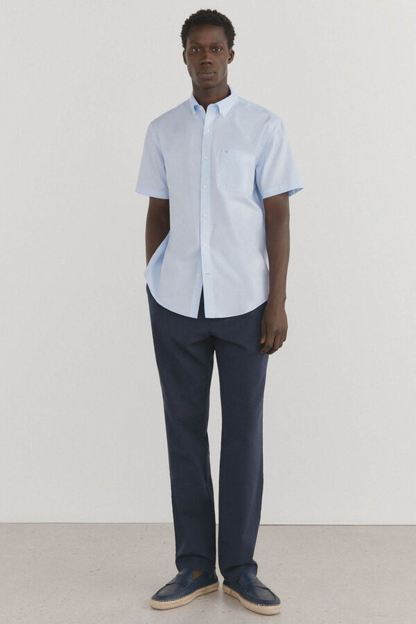 Pedro del Hierro Camisa de manga curta que n&atilde;o precisa passar Azul