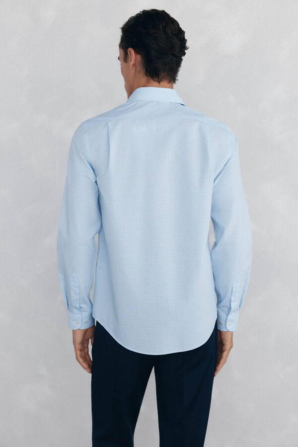Pedro del Hierro Camisa aos quadrados non iron + antimanchas Azul