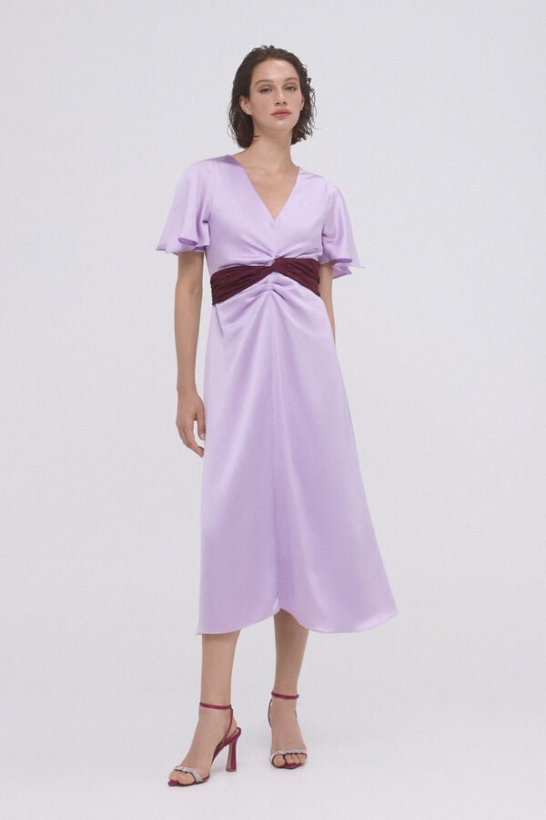 TFP by Tamara Falcó Vestido frunces con lazo contraste Azul