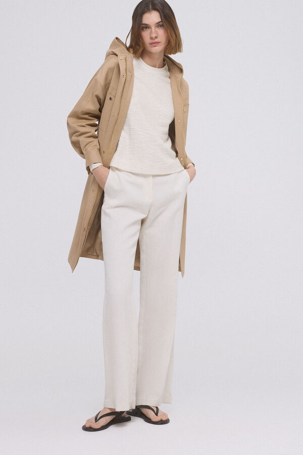 Pedro del Hierro Parka algod&atilde;o capuz Beige