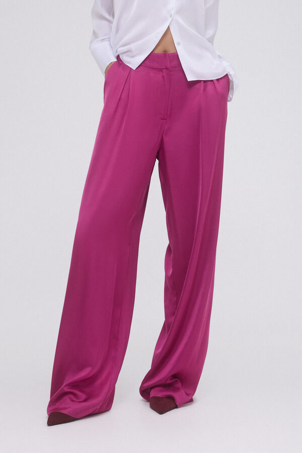 Pedro del Hierro Pantal&oacute;n ancho doble pinza Rosa