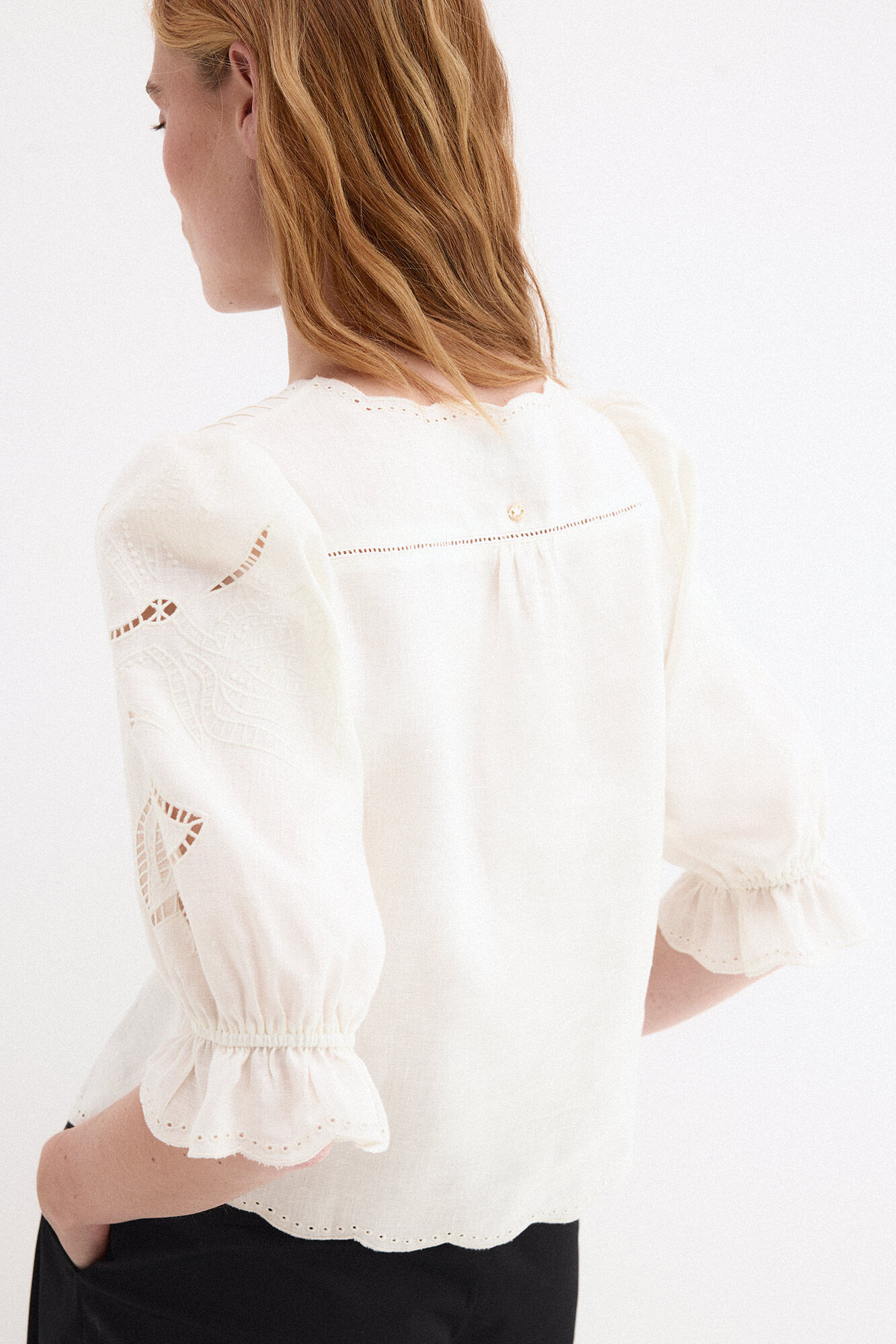 Pedro del Hierro Blusa em linho com bordados